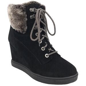 Easy Spirit Women Wedge Heel Ankle Booties Everett Size US 9W Black Suede